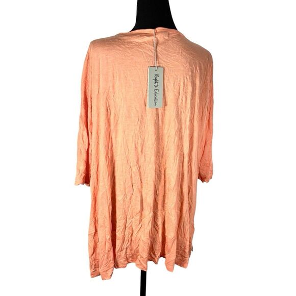 Shana Women’s S Half Sleeve Crinkle Tunic Top Coral 2 Pockets Boxy Fit - Picture 4 of 12